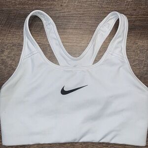Nike White Sports Bra with Black Swoosh